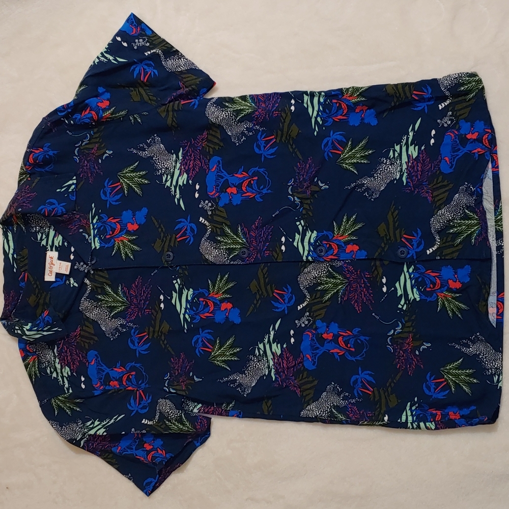 🎁 NWOT Cat & Jack Jungle Safari button up boys sz L 12/14